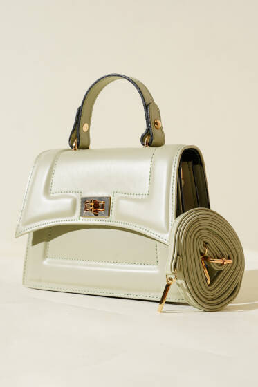 Metal Kilit Detaylı Çanta Çağla Yeşili - Kol Çantası