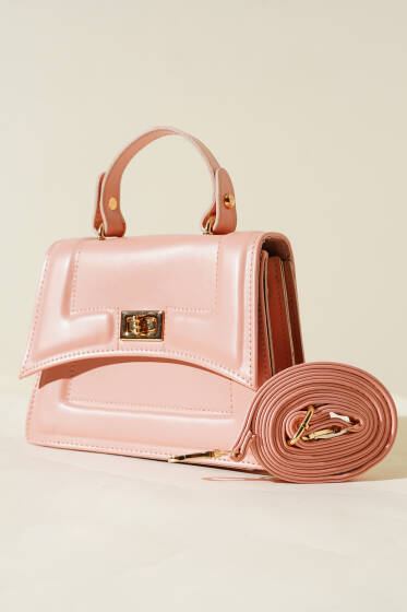 Metal Kilit Detaylı Çanta Pudra - Kol Çantası