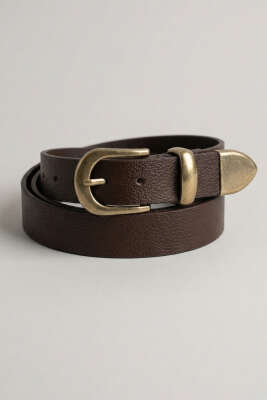 Metal Oval Tokalı Kemer Kahve - DESREE KEMER