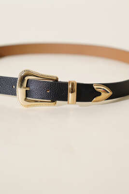 Metal Tokalı Kemer Siyah - Deri Kemer