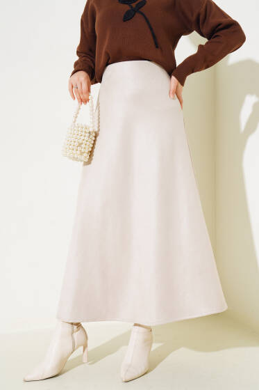 Mevlana Süet Etek Bej - Uzun Etek