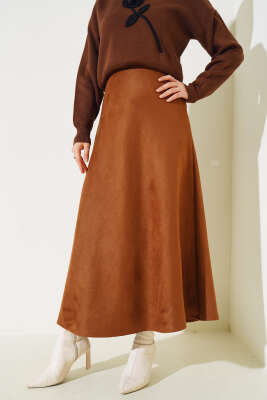 Mevlana Süet Etek Camel - Uzun Etek