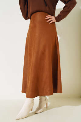 Mevlana Süet Etek Camel - Uzun Etek