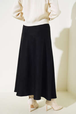 Mevlana Süet Etek Siyah - Uzun Etek