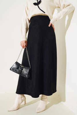 Mevlana Süet Etek Siyah - Uzun Etek