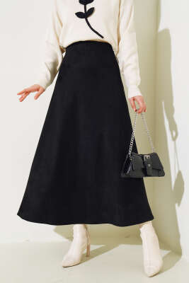 Mevlana Süet Etek Siyah - Uzun Etek