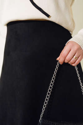 Mevlana Süet Etek Siyah - Uzun Etek