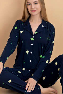 Meyve Baskılı Kadın Pijama Takımı Lacivert - Pijama