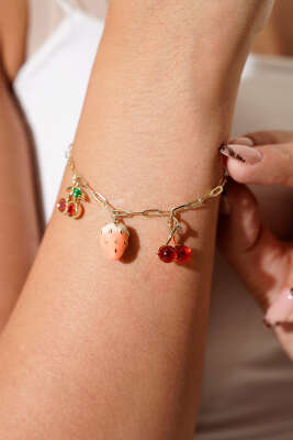  Meyve Detaylı Bileklik Gold