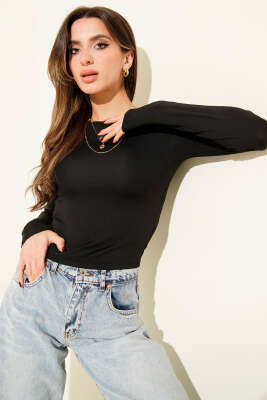 Micro Uzun Kollu Bluz Siyah - Kadın Giyim Modelleri