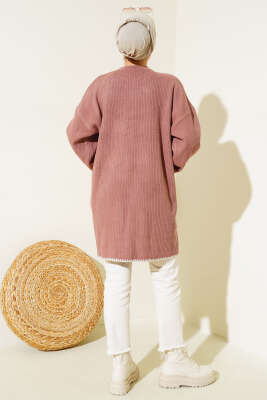 Midye Dikiş Detaylı Triko Tunik Gül Kurusu - Triko Tunik