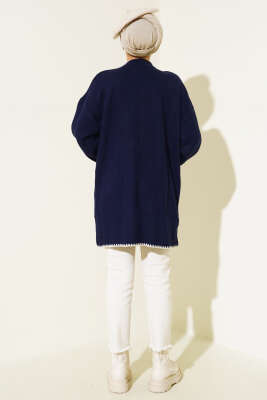 Midye Dikiş Detaylı Triko Tunik Lacivert - Triko Tunik