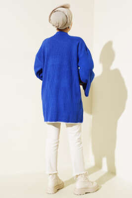 Midye Dikiş Detaylı Triko Tunik Saks - Triko Tunik