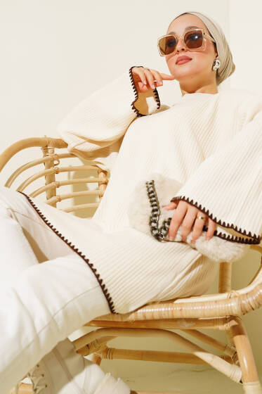 Midye Dikiş Detaylı Triko Tunik Taş - Spor Tunik