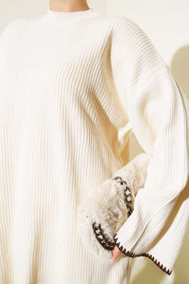 Midye Dikiş Detaylı Triko Tunik Taş - Triko Tunik