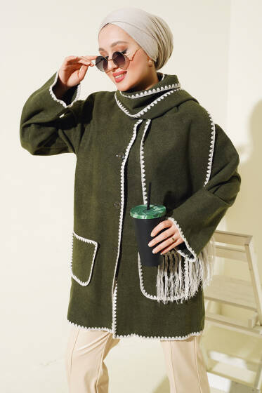 Midye Dikişli Atkılı Ceket Haki - ÇOK SATANLAR