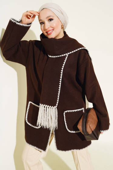 Midye Dikişli Atkılı Ceket Kahve - ÇOK SATANLAR