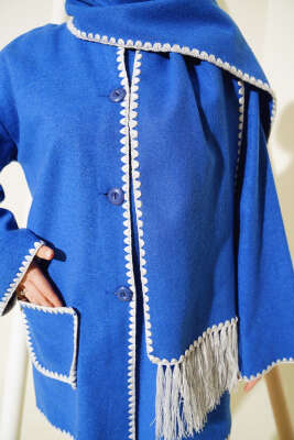 Midye Dikişli Atkılı Ceket Saks - 500-700 TL Ürünler