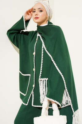 Midye Dikişli Atkılı Triko İkili Takım Zümrüt - Triko İkili Takım