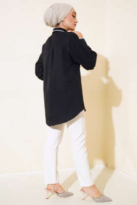Midye Dikişli Gömlek Siyah - Gömlek