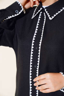 Midye Dikişli Gömlek Siyah - Gömlek