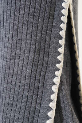 Midye Dikişli Uzun Tunikli Triko Takım Füme - Triko İkili Takım