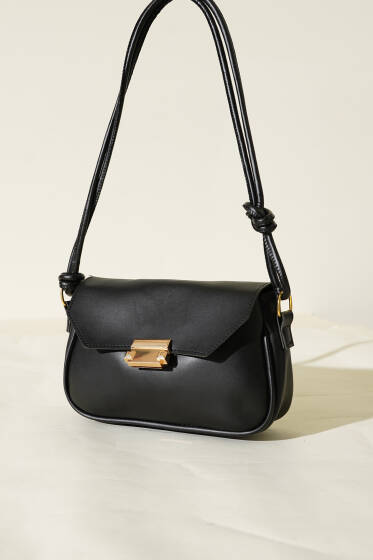 Mıknatıs Kapaklı Çift Saplı Çanta Siyah - Kol Çantası