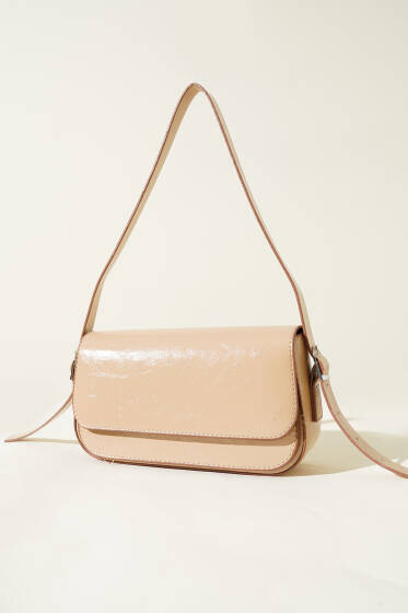 Mıknatıslı Deri Çanta Bej - Kol Çantası