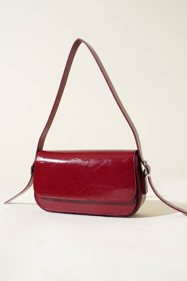 Mıknatıslı Deri Çanta Bordo - Kol Çantası