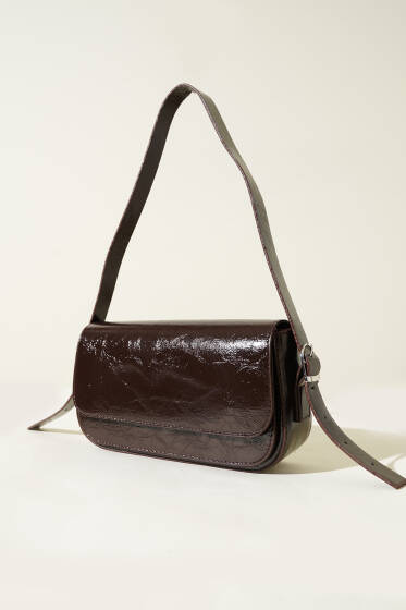 Mıknatıslı Deri Çanta Kahve - Kol Çantası