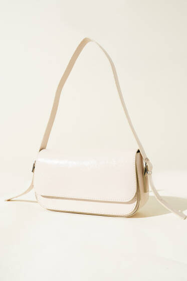 Mıknatıslı Deri Çanta Krem - Kol Çantası