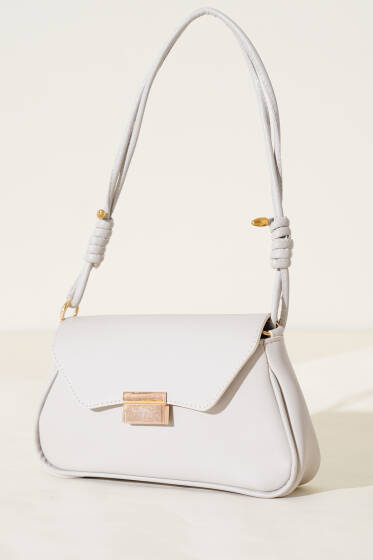 Mıknatıslı Dikdörtgen Çanta Gri - Kol Çantası