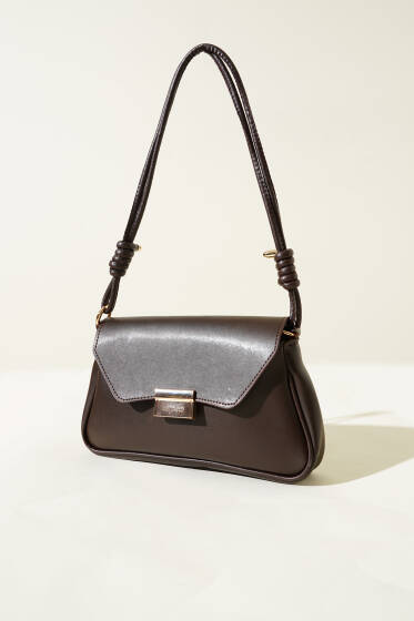 Mıknatıslı Dikdörtgen Çanta Kahve - Kol Çantası