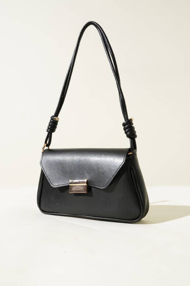 Mıknatıslı Dikdörtgen Çanta Siyah - Kol Çantası