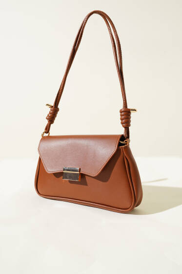 Mıknatıslı Dikdörtgen Çanta Taba - Kol Çantası