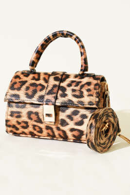 Mıknatıslı El Çantası Leopar 