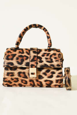 Mıknatıslı El Çantası Leopar - Kol Çantası