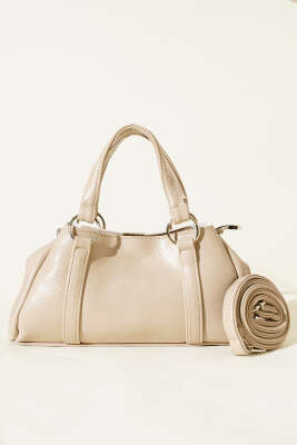 Mıknatıslı Fermuarlı Çanta Bej - Kol Çantası