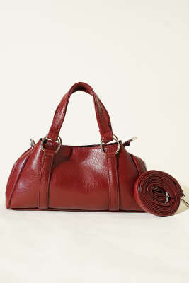 Mıknatıslı Fermuarlı Çanta Bordo - Kol Çantası