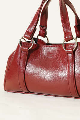 Mıknatıslı Fermuarlı Çanta Bordo - Kol Çantası