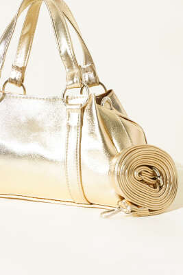 Mıknatıslı Fermuarlı Çanta Gold - Kol Çantası