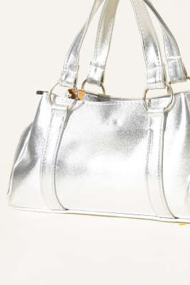 Mıknatıslı Fermuarlı Çanta Gümüş - Kol Çantası