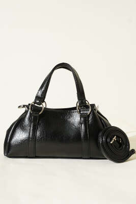 Mıknatıslı Fermuarlı Çanta Siyah - Kol Çantası