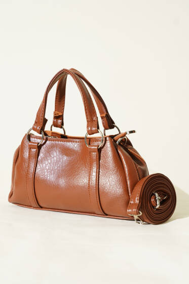 Mıknatıslı Fermuarlı Çanta Taba - Kol Çantası