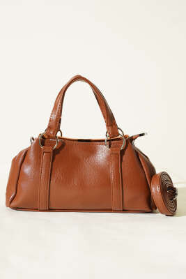 Mıknatıslı Fermuarlı Çanta Taba - Kol Çantası