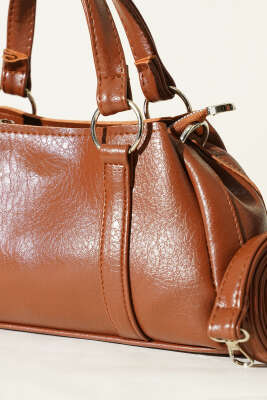 Mıknatıslı Fermuarlı Çanta Taba - Kol Çantası