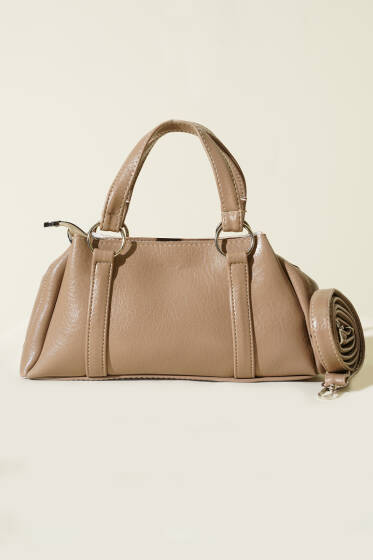 Mıknatıslı Fermuarlı Çanta Vizon - Kol Çantası