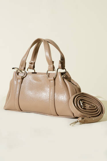 Mıknatıslı Fermuarlı Çanta Vizon - Kol Çantası