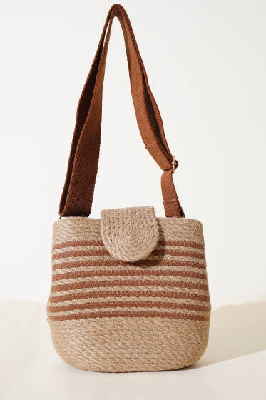 Mıknatıslı Hasır Çanta Taba - Kol Çantası