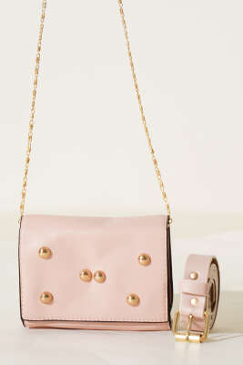 Mıknatıslı Önü Zımbalı Mini Bel Çanta Somon - Yılın Fırsatı